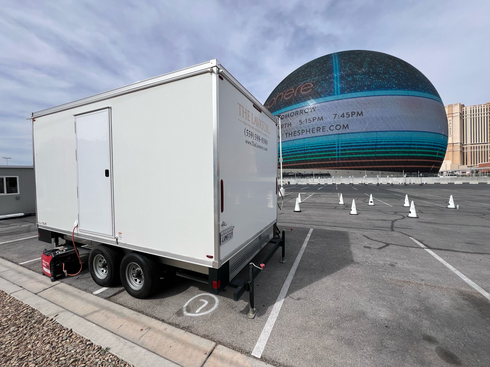 The Lavatory Nevada division. Sphere Las Vegas luxury restroom trailer deployment