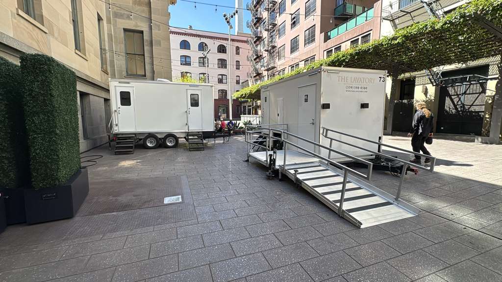 The Lavatory Denver. Luxury restroom and shower trailer fleet at a Colorado deployment